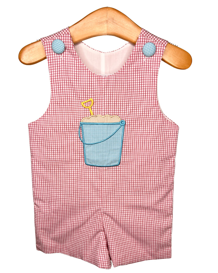 Boys Sand Pail Applique Shortall