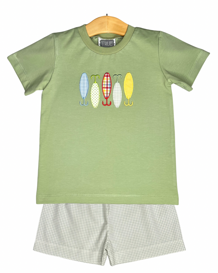 Boys Fishing Lures Applique Tee and Short Set