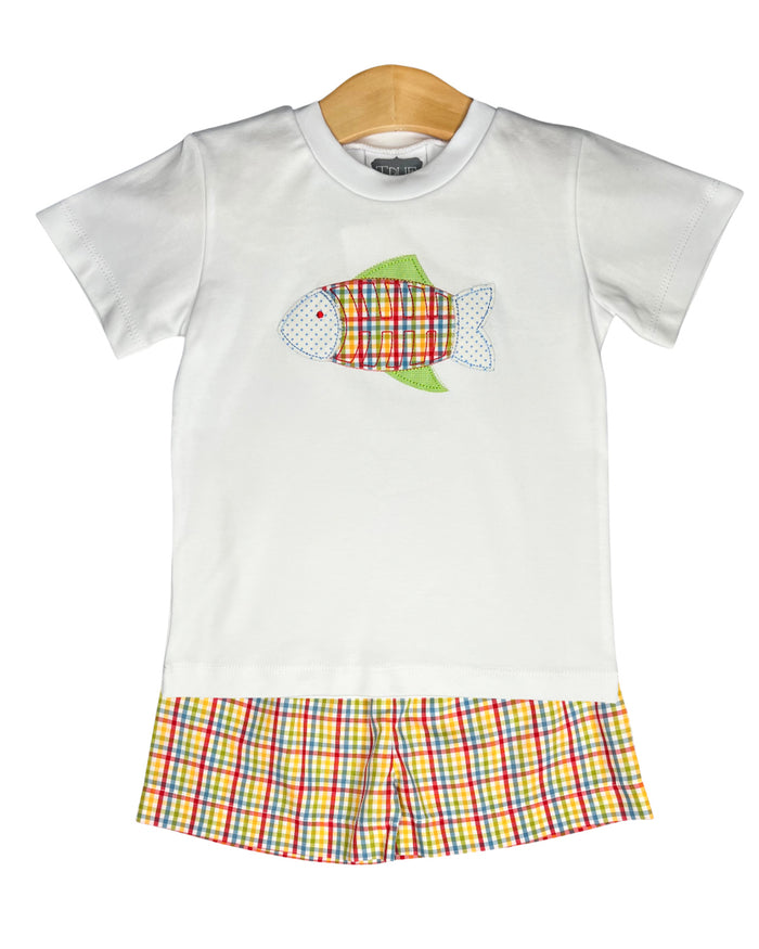 Boys Fish Applique Short Set