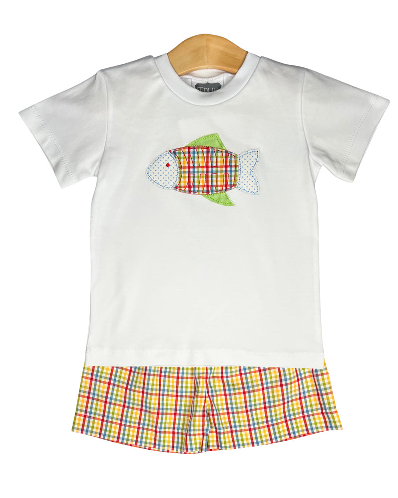 Boys Fish Applique Short Set