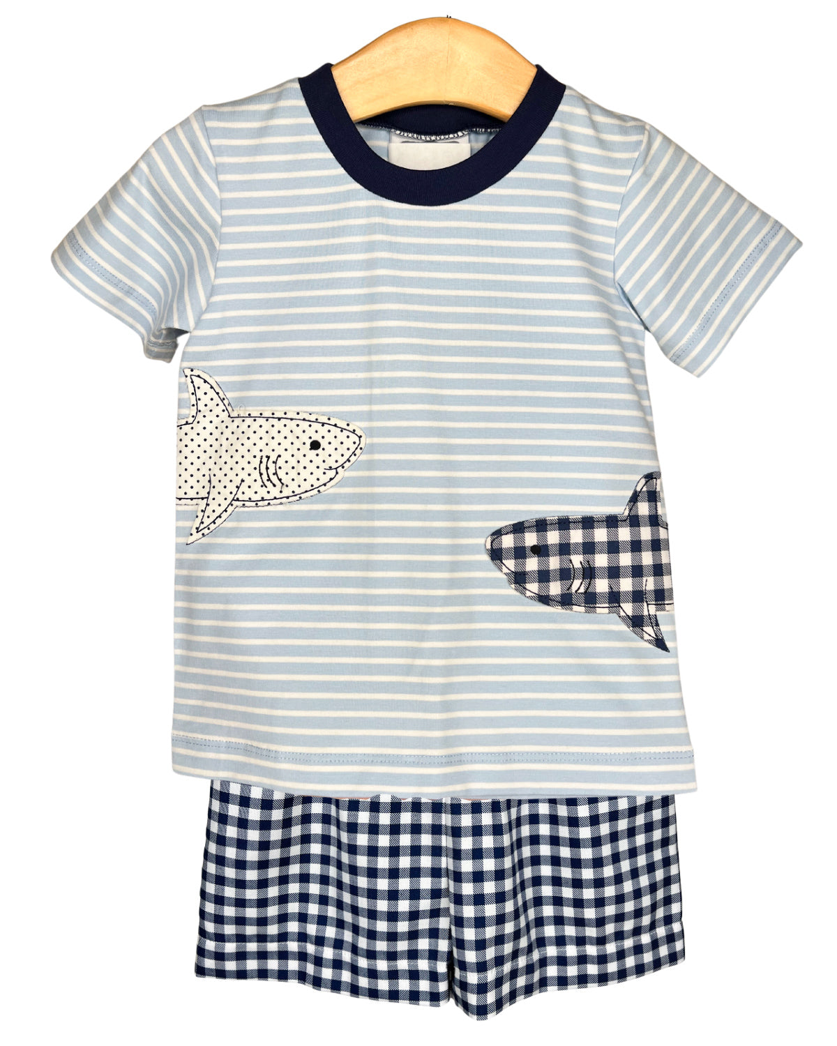 Boys Shark Applique Short Set