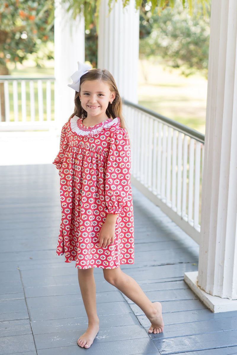 Fall Floral Smocked Dress