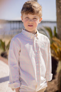 Spring and Summer Plaid Long Sleeve Destin Dress Shirt