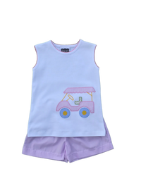 Hole in One Applique Girl Short Set
