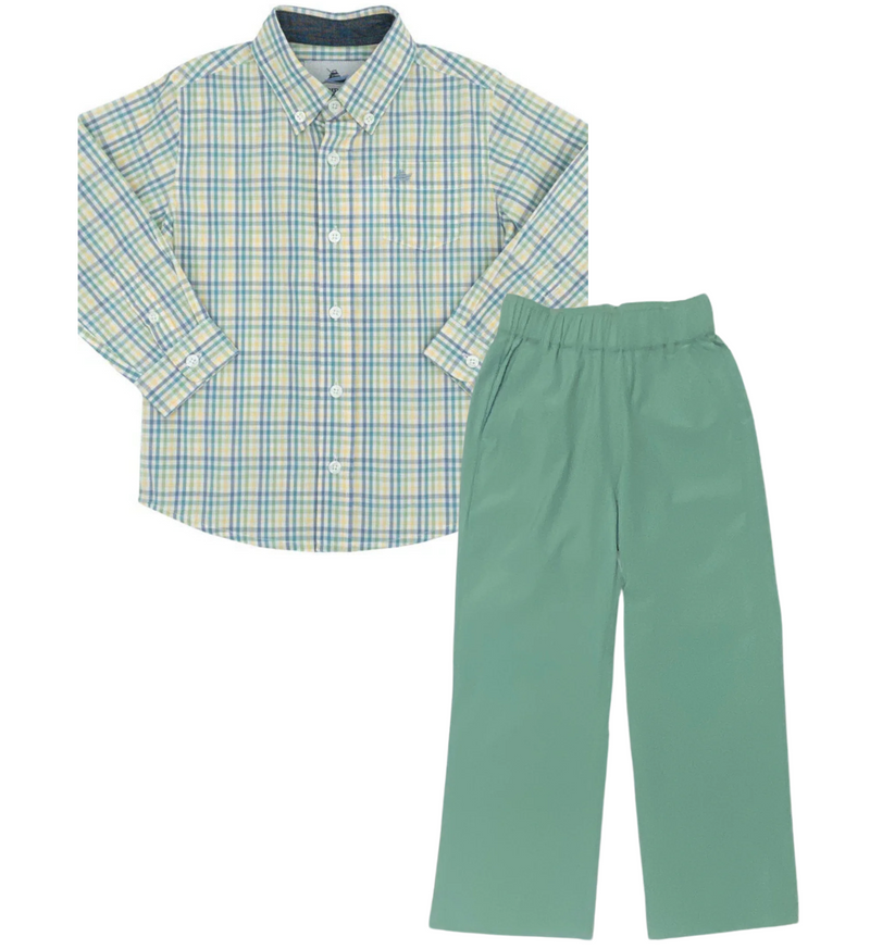 Green and Turquoise Plaid Long Sleeve Destin Dress Shirt 4t Green and Turquoise Plaid Long Sleeve Destin Dress Shirt 4t