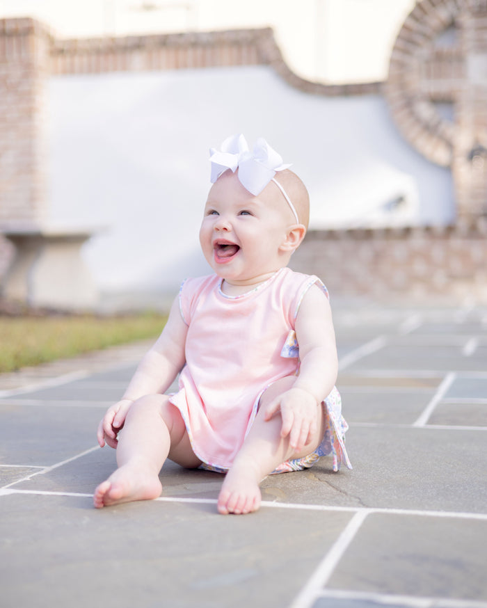 Pink and Blue Floral Bow Side Bloomer Set