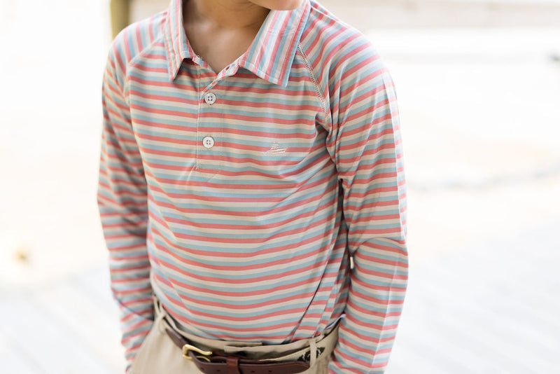 Orange and Khaki Multi Stripe Polo