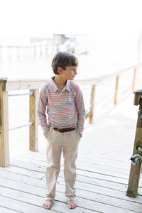 Orange and Khaki Multi Stripe Polo