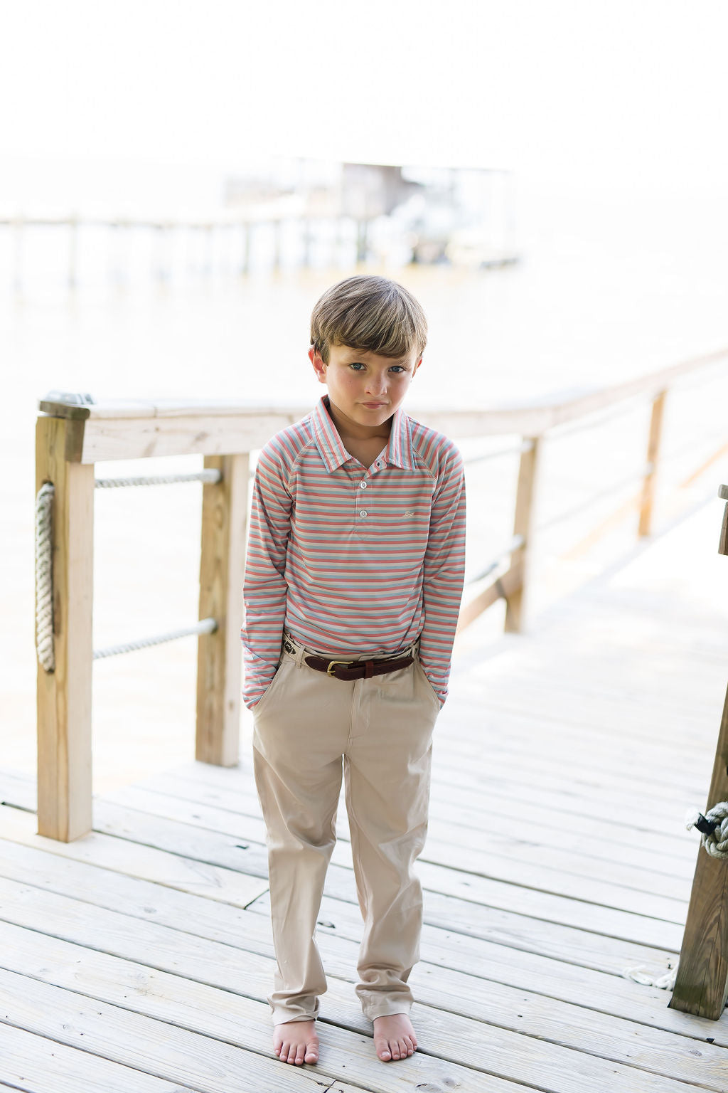 Orange and Khaki Multi Stripe Polo