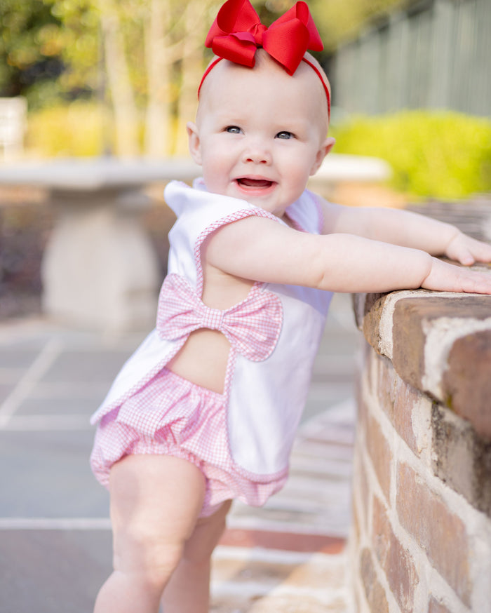 Rosey Red Bow Side Bloomer Set