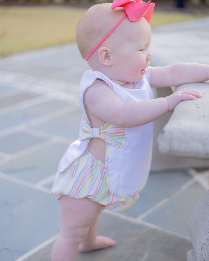 Sage Stripe Bow Side Bloomer Set