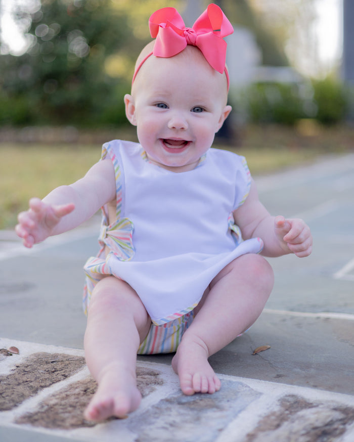 Sage Stripe Bow Side Bloomer Set