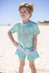 Solid Peach Color Block Swim Shorts