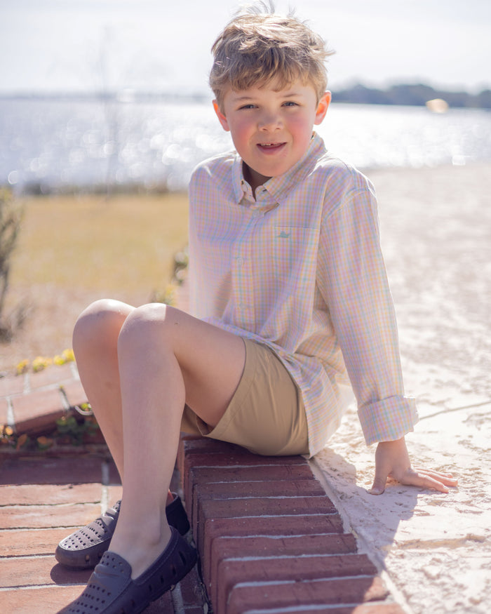 Spring and Summer Plaid Long Sleeve Destin Dress Shirt