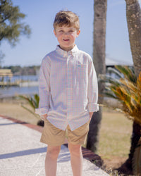 Spring and Summer Plaid Long Sleeve Destin Dress Shirt